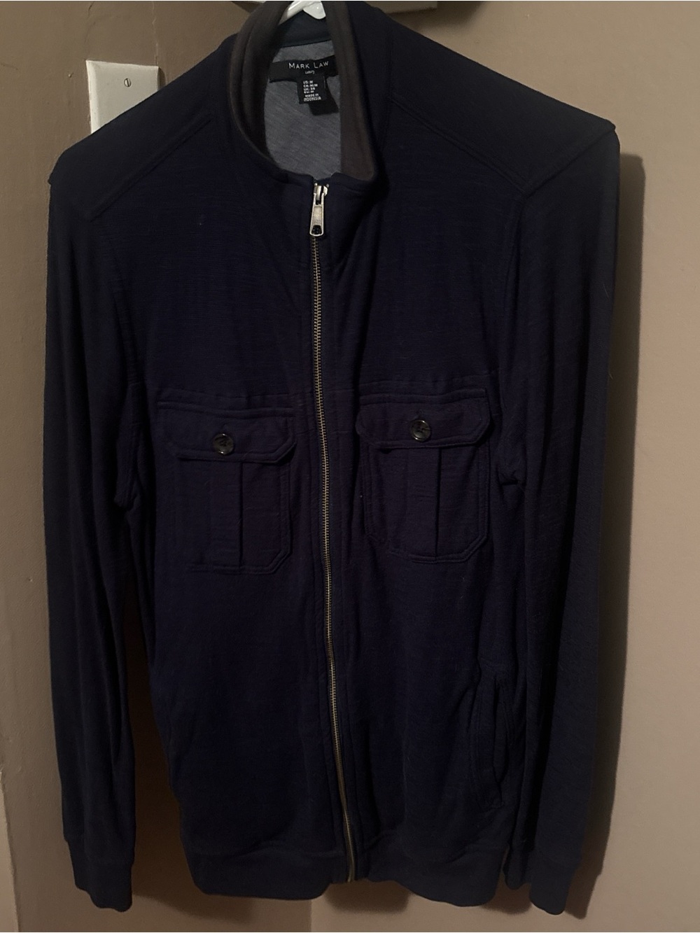 Marc New York Navy Zip-Front Knit Jacket
